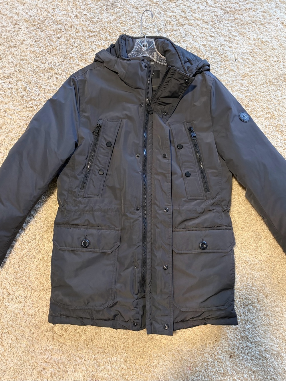 Men's Hooded Winter Parka Jacket - Dark Gray